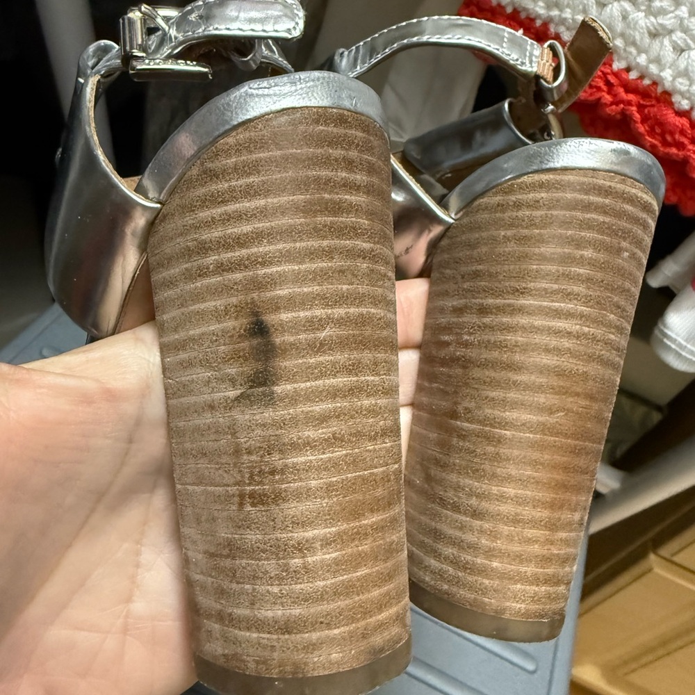 Coach Metallic Silver Ankle Strap Sandals - Picture 9 of 11